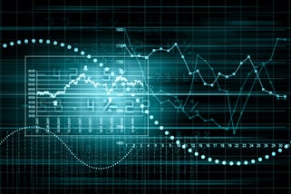 Business graph with arrow showing profits and gains